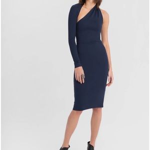 Dark blue Marcella Manhattan one shoulder midi dress